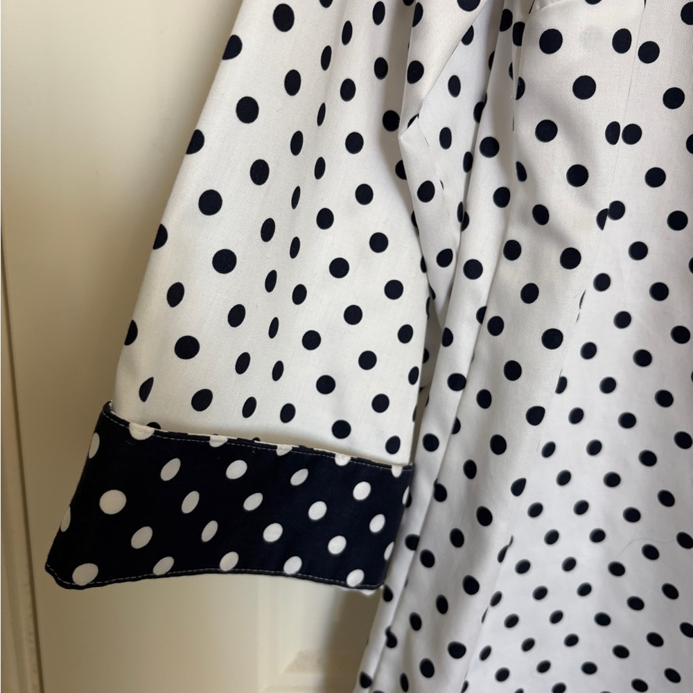 Chico's Navy and White Polka Dot Blouse - Picture 3 of 6